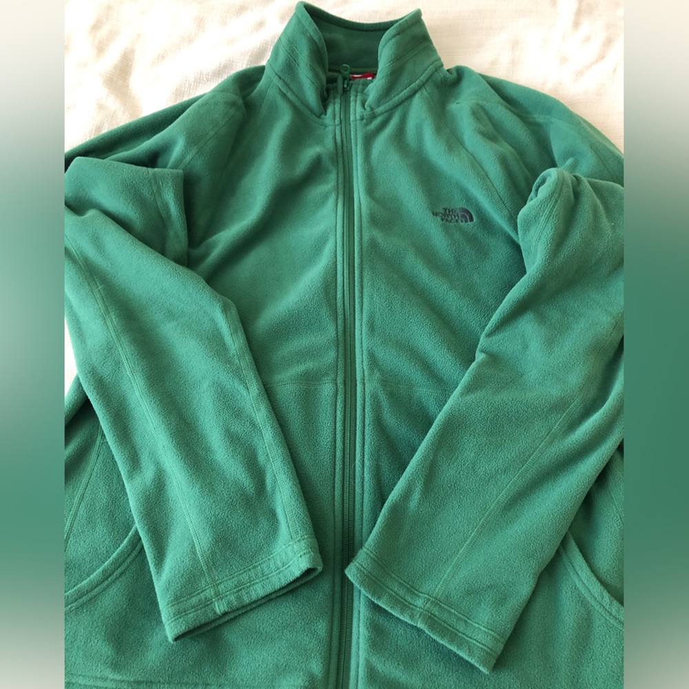 The North Face green fleece full zipper jacket Sz XXL **used-like new**